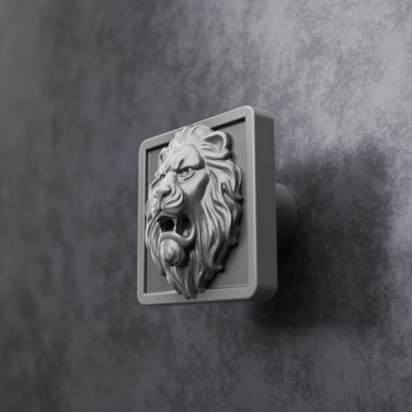 Carré Palazzo — Lion Rugissant — M — Aluminium Satiné