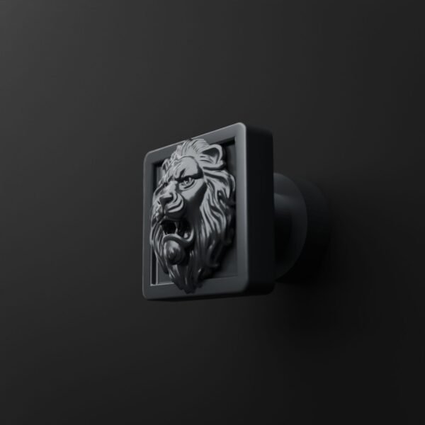 Carré Palazzo — Lion Rugissant — S — Gris Titane
