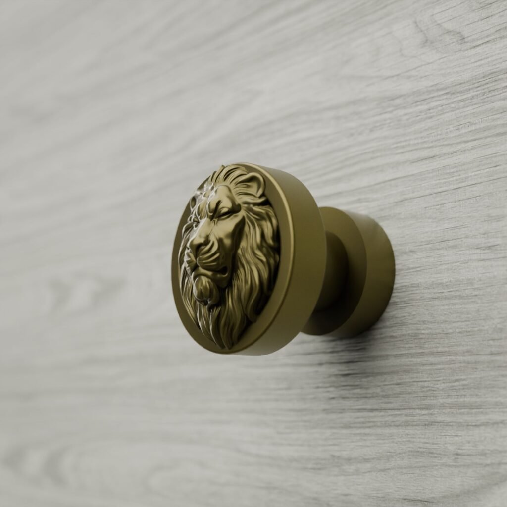 Classica Round, Sleeping Lion, S, Satin Brass - Holdon Paris