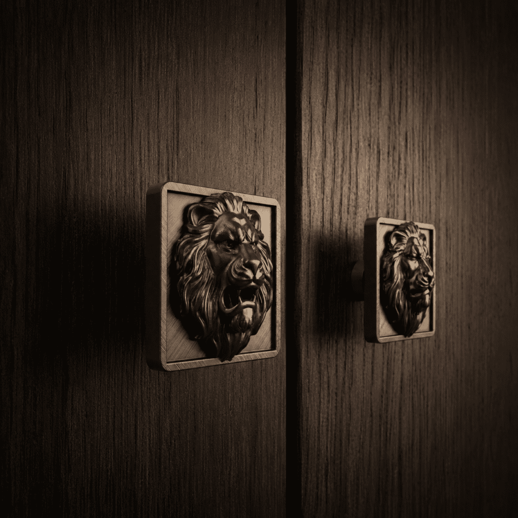 Knob on walnut wood
