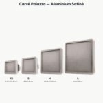 Poignée Carré Palazzo Essentiel Aluminium Satiné — comparaison des tailles — Holdon Paris