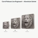 Poignée Carré Palazzo Lion Rugissant Aluminium Satiné — comparaison des tailles — Holdon Paris