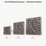 Poignée Carré Palazzo Rinceaux Aluminium Satiné — comparaison des tailles — Holdon Paris