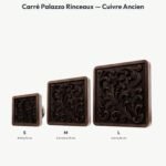 Poignée Carré Palazzo Rinceaux Cuivre Ancien — comparaison des tailles — Holdon Paris