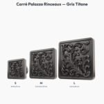 Poignée Carré Palazzo Rinceaux Gris Titane — comparaison des tailles — Holdon Paris