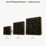 Poignée Carré Palazzo Rinceaux Laiton Ancien — comparaison des tailles — Holdon Paris