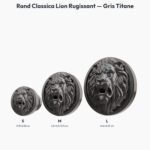 Poignée Rond Classica Lion Rugissant Gris Titane — comparaison des tailles — Holdon Paris