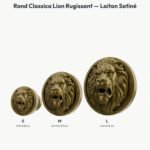 Poignée Rond Classica Lion Rugissant Laiton Satiné — comparaison des tailles — Holdon Paris