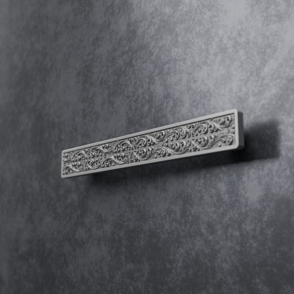 Poignée Barre Palazzo Rinceaux en Aluminium Satiné