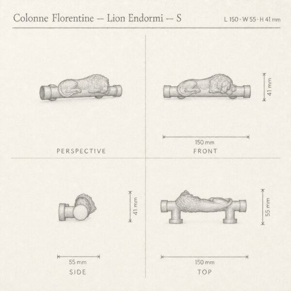 Colonne Florentine Lion Endormi sketch 3D - Holdon Paris