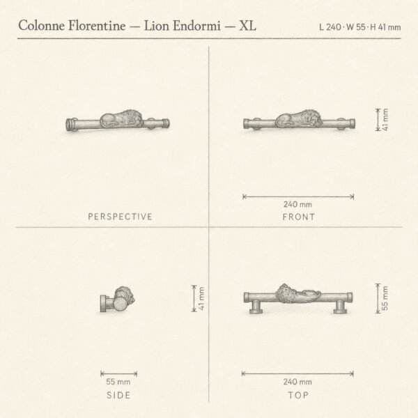Colonne Florentine Lion Endormi sketch 3D - Holdon Paris
