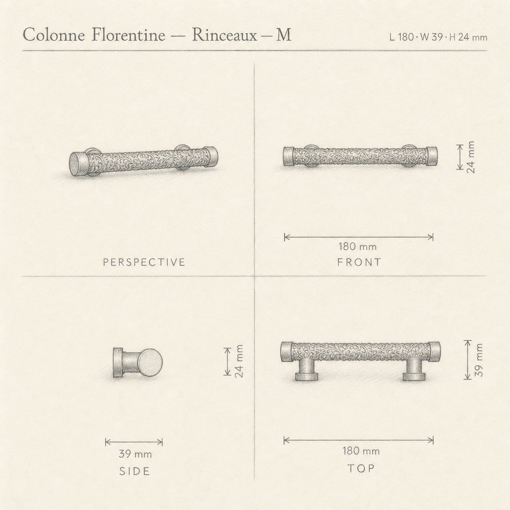 Florentine Column, Scrollwork, 3D sketch - Holdon Paris