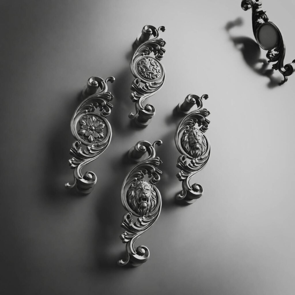 Poignées à entraxe baroque en aluminium