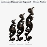 Poignée Arabesque Classica Lion Rugissant Bronze Ancien — comparaison des tailles — Holdon Paris