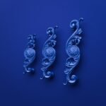 Classica Arabesque, Scrollwork, M, Electric Blue, size comparison