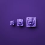 Palazzo Square, Roaring Lion, S, Dark Lilac, size comparison