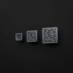 Palazzo Square, Scrollwork, S, Titanium Gray, size comparison