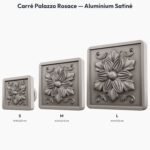 Poignée Carré Palazzo Rosace Aluminium Satiné — comparaison des tailles — Holdon Paris