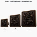 Poignée Carré Palazzo Rosace Bronze Ancien — comparaison des tailles — Holdon Paris