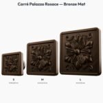 Poignée Carré Palazzo Rosace Bronze Mat — comparaison des tailles — Holdon Paris