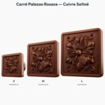 Poignée Carré Palazzo Rosace Cuivre Satiné — comparaison des tailles — Holdon Paris