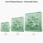 Poignée Carré Palazzo Rosace Emeraude Claire — comparaison des tailles — Holdon Paris