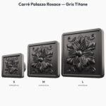 Poignée Carré Palazzo Rosace Gris Titane — comparaison des tailles — Holdon Paris