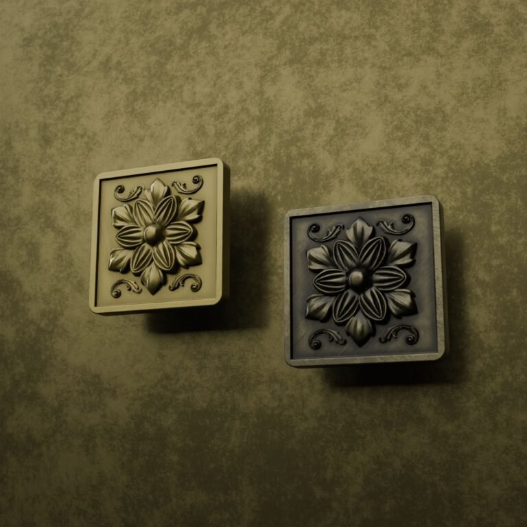 Comparaison des finitions — poignée de meuble Carré Palazzo Rosace Laiton L — Holdon Paris