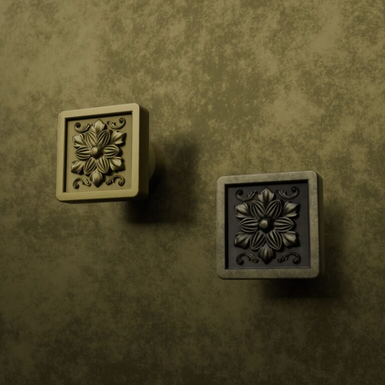 Comparaison des finitions — poignée de meuble Carré Palazzo Rosace Laiton S — Holdon Paris