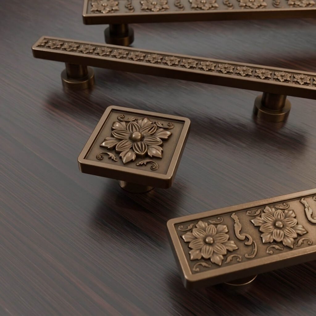 Bouton de meuble rosace en bronze