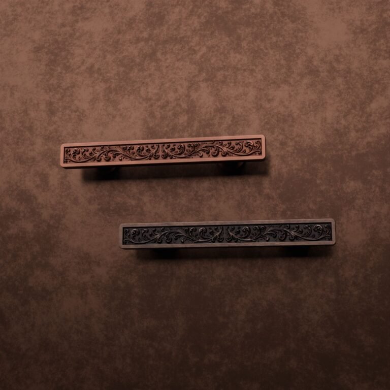 Palazzo Slim Bar, Scrollwork, S, Antique Copper, finish comparison