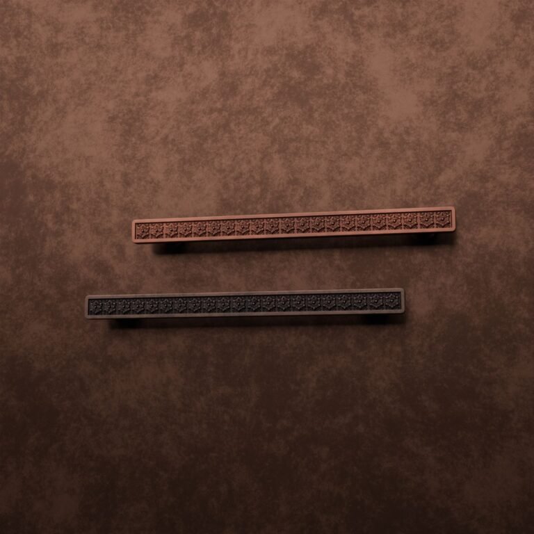 Palazzo Slim Bar, Rosette, XL, Satin Copper, finish comparison