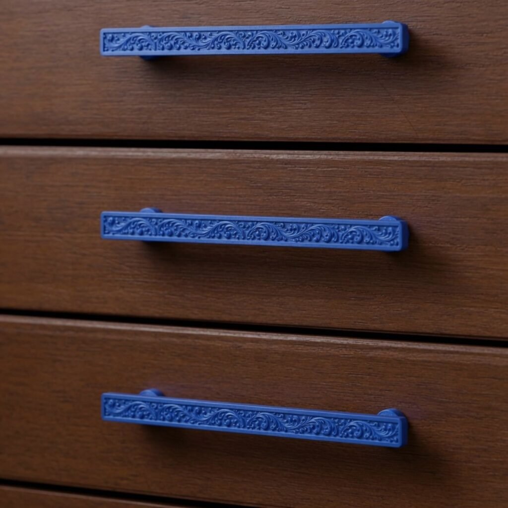 Tirette de meuble bleu