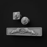 Palazzo Square, Roaring Lion, S, Satin Aluminum, silhouette comparison