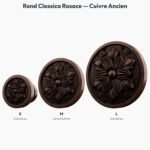 Poignée Rond Classica Rosace Cuivre Ancien — comparaison des tailles — Holdon Paris