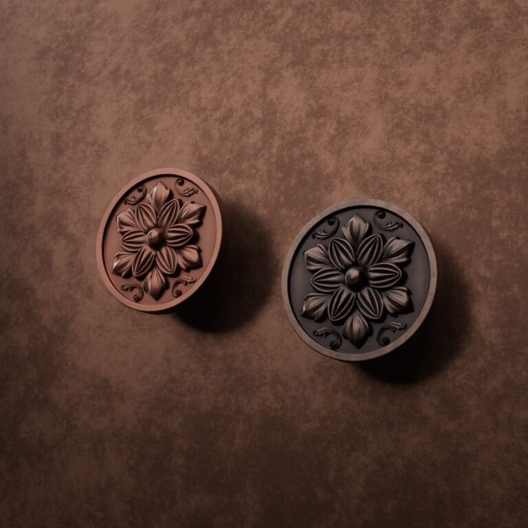 Comparaison des finitions — poignée de meuble Rond Classica Rosace Cuivre L — Holdon Paris
