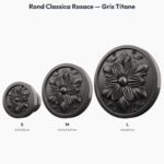 Poignée Rond Classica Rosace Gris Titane — comparaison des tailles — Holdon Paris