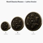 Poignée Rond Classica Rosace Laiton Ancien — comparaison des tailles — Holdon Paris