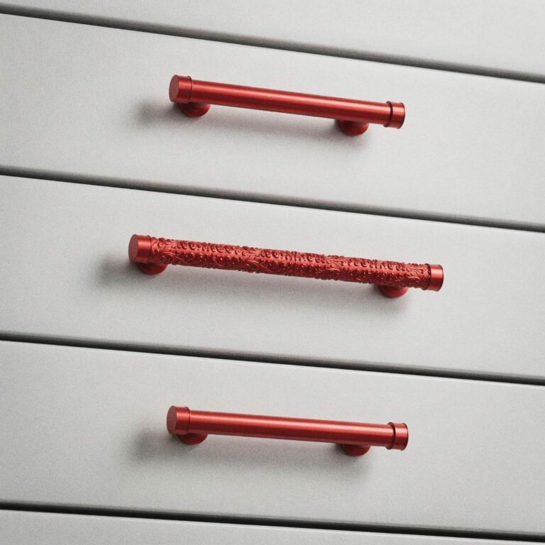 Red Cabinet Handles: Daring to Use Color at Home