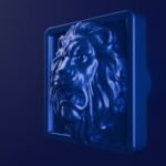 Vidéo — Carré Palazzo — Lion Rugissant — L — Bleu Electrique