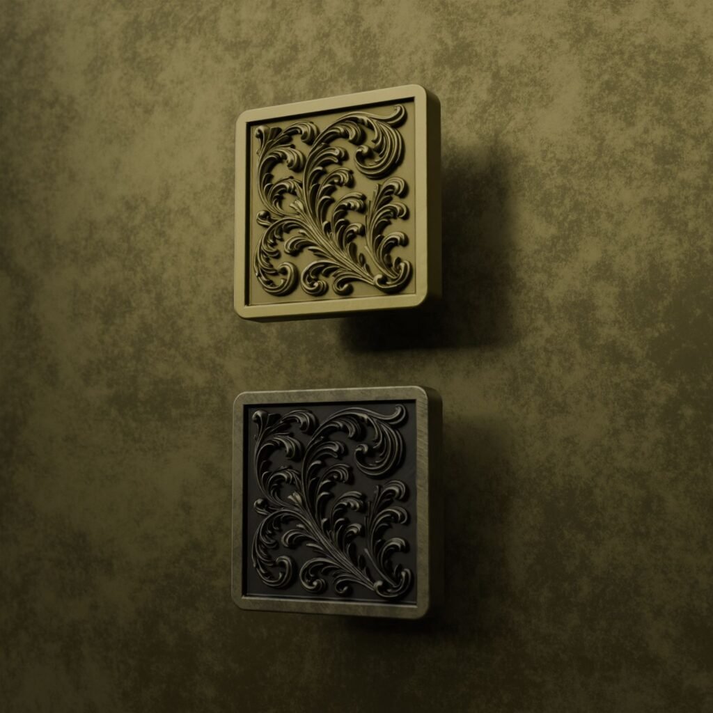 Palazzo Square, Scrollwork, M, Antique Brass - Holdon Paris
