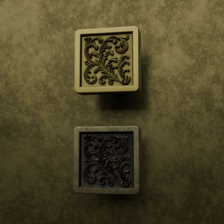 Comparaison des finitions — poignée de meuble Carré Palazzo Rinceaux Laiton S — Holdon Paris