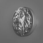 Vidéo — Rond Classica — Lion Rugissant — M — Gris argenté