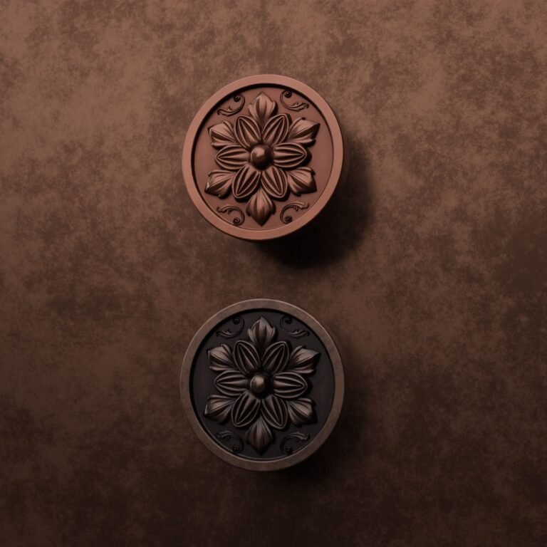 Comparaison des finitions — poignée de meuble Rond Classica Rosace Cuivre M — Holdon Paris