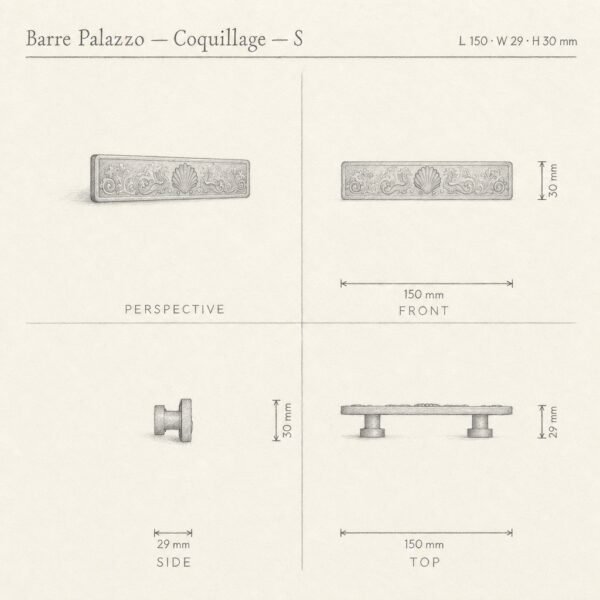 Barra Palazzo, Concha, S, Esmeralda Clara, boceto 3D