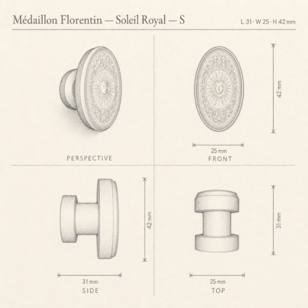 Médaillon Florentin Soleil Royal sketch 3D - Holdon Paris