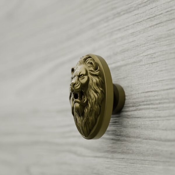 Florentine Medallion, Roaring Lion, L, Satin Brass