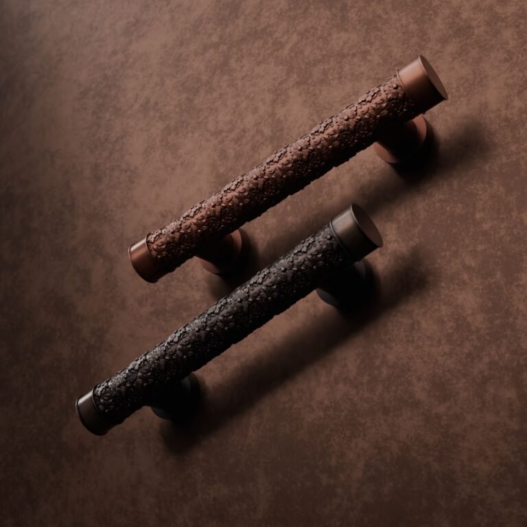 Florentine Column, Rosette, S, Satin Copper, finish comparison