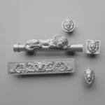Florentine Column, Sleeping Lion, S, Silver Gray, silhouette comparison