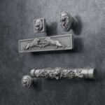 Florentine Medallion, Roaring Lion, S, Satin Aluminum, silhouette comparison